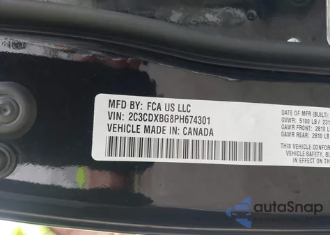 2023 Dodge Charger Sxt z USA, uszkodzony, nr VIN 2C3CDXBG8PH674301